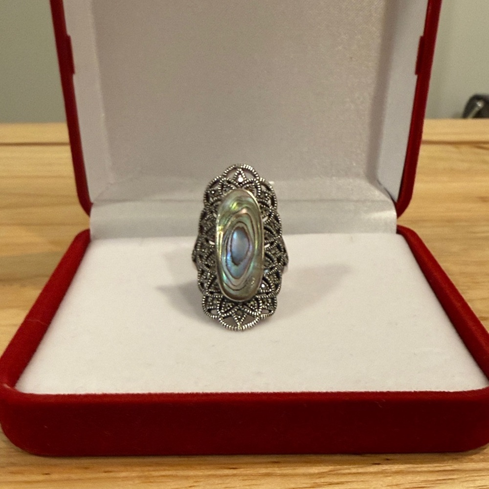 Peruvian Silver Abalone Statement Ring – Adjustable, NWOT